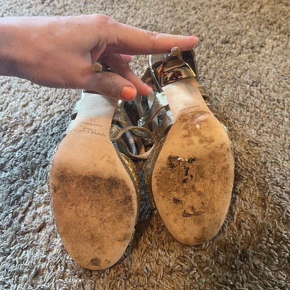 Jimmy Choo Leila Gold Heel Sandals - Picture 5 of 11